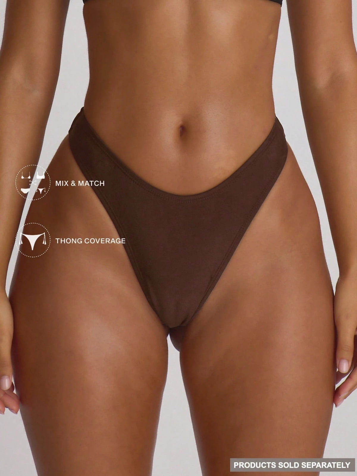 Musera Resort High Leg Dipped Front Thong Bikini Bottoms Swim Vacation Holiday Summer Travel Beachwear Basics Solid Colour Swimwear Resort Core