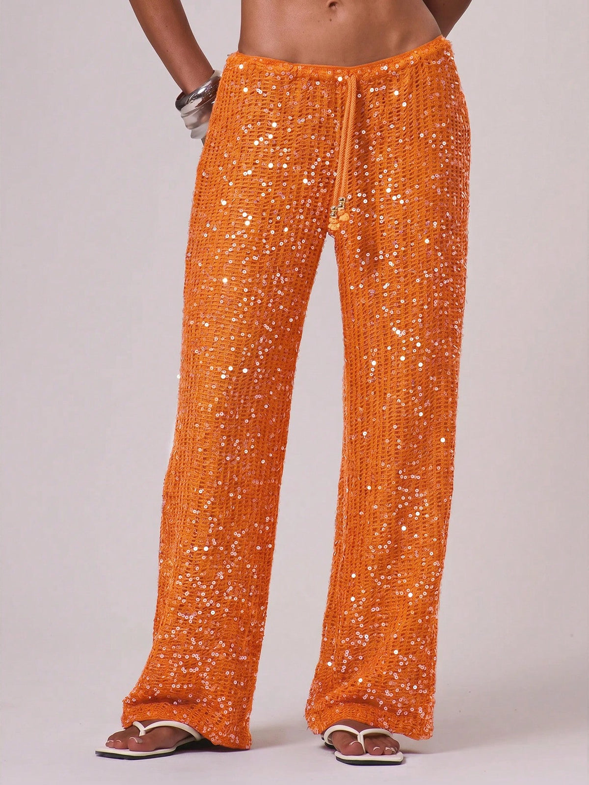 Musera Resort Women Cover Ups Ibiza Boho Vacation Holiday Beach Elegant Summer Sequin Wide Leg Crochet Trouser Spring Carvinal Beachwear Festival