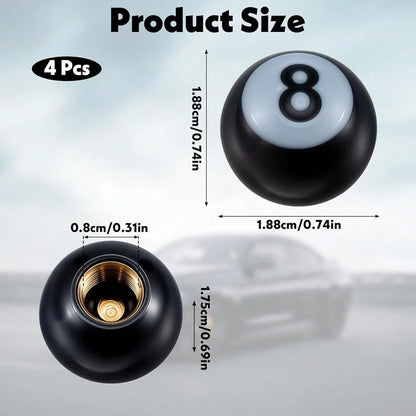 NEW- 4PCS 8 Tire Stem Valve Caps, Universal Cool 8 Tire Valve Caps, Dustproof And Air Leakage Proof For Cars, Bikes,Motorcycles,Bicycles,Valve Inner Diameter 0.29 Inches