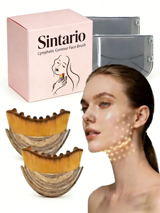 New Lymphatic Contour Face Brush With Gua Sha Board, Dry Brushing Face Brush, Lymphatic Drainage Massager, Suitable For Face, Chin And Jawline Shaping, Ergonomic Design, Precise Skin Fit, Fatigue Reli