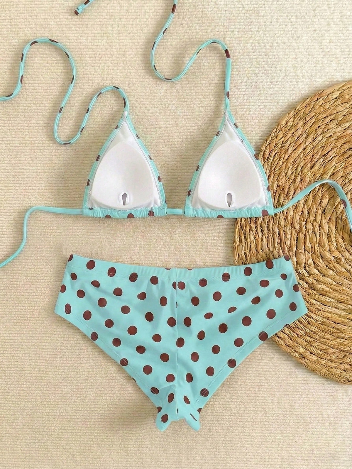 New Sexy Polka Dot Print Backless Bow Tie Spaghetti Strap Bikini Set, Summer Beach Pool Party Swimwear For Women Vacation