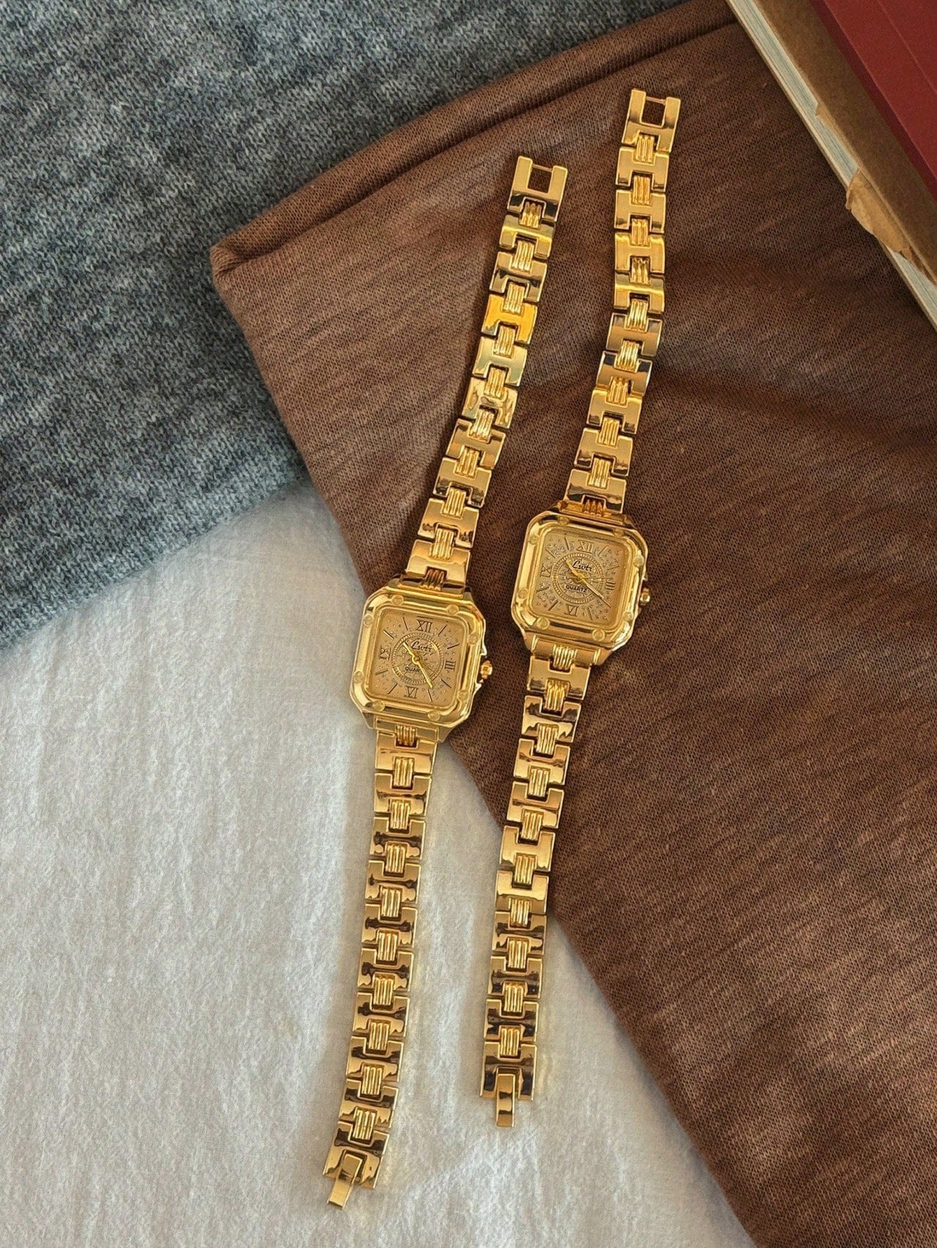 New Square Dial Gold-Tone Women's Watch, Elegant Minimalist Casual Style, Roman Numeral Markers, Fashionable & Unique, 30M Water Resistant, For Daily Life And Occasions