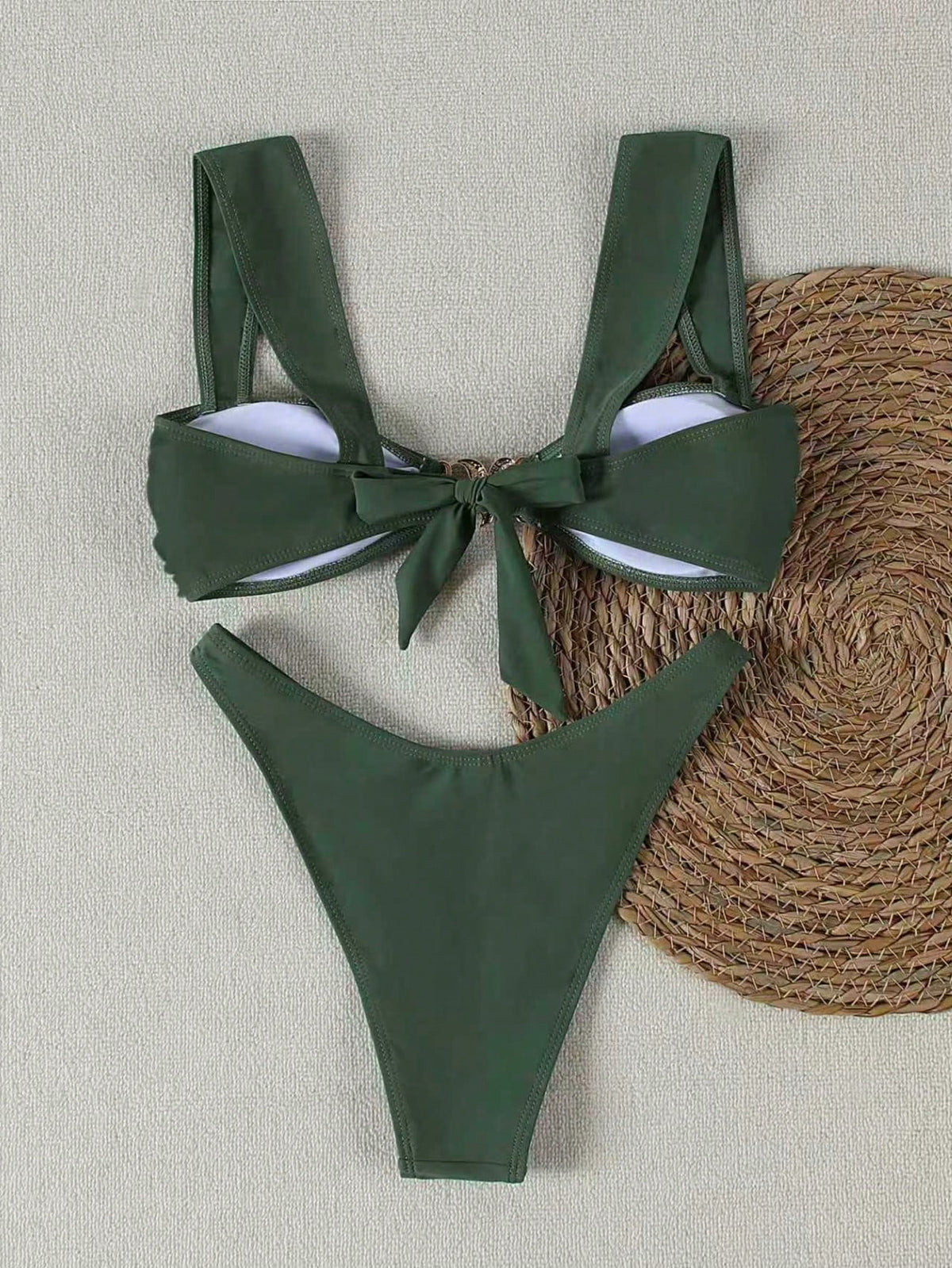 New Women's Yellow Wide Strap Bikini Set With Star Decoration, Sexy Casual Swimwear Suitable For Beach Vacation, Party And Date