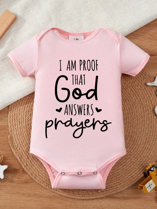 Newborn Baby Boys Slogan Print Short Sleeve Bodysuit
