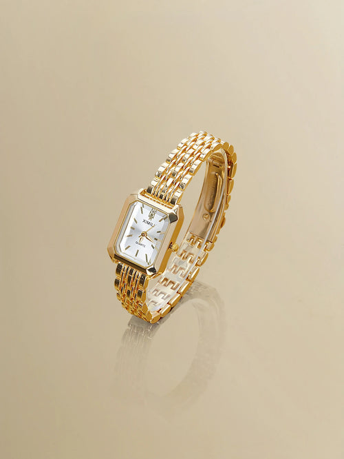 NobleVue Creative Women's Roman Numeral Small Dial Square Metal Chain Quartz Watch For Daily Matching Birthday Anniversary Gift No Gift Box