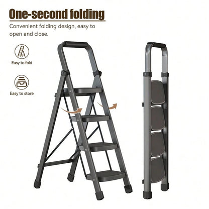 NOREMOCO Heavy-Duty 4-Step Portable Folding Ladder, 330 Lb Capacity. Durable Folding Ladder With Non-Slip Steps, Lightweight And Easy To Carry, Suitable For Home And Industrial Use