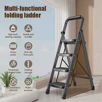 NOREMOCO Heavy-Duty 4-Step Portable Folding Ladder, 330 Lb Capacity. Durable Folding Ladder With Non-Slip Steps, Lightweight And Easy To Carry, Suitable For Home And Industrial Use
