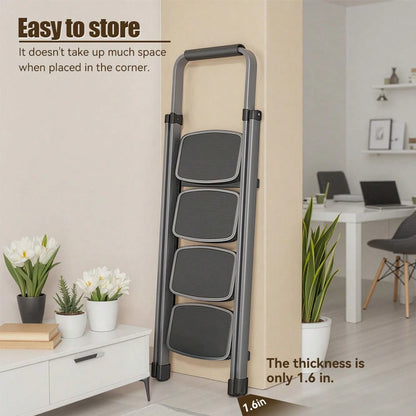 NOREMOCO Heavy-Duty 4-Step Portable Folding Ladder, 330 Lb Capacity. Durable Folding Ladder With Non-Slip Steps, Lightweight And Easy To Carry, Suitable For Home And Industrial Use