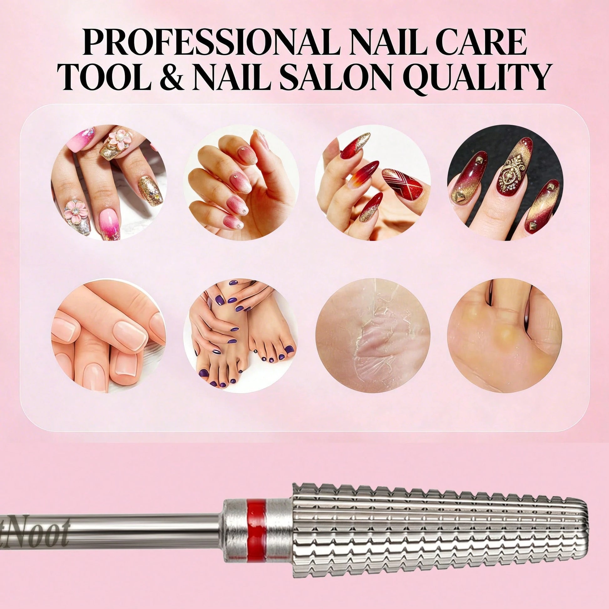 NotNoot 3/32" Carbide Long Nail Drill Bits, Fine- F| 5 In 1 Cuticle Drill Bits, Right Handed, Gel Remover, Professional Nails File Bits, Manicure Pedicure Gel Polishing