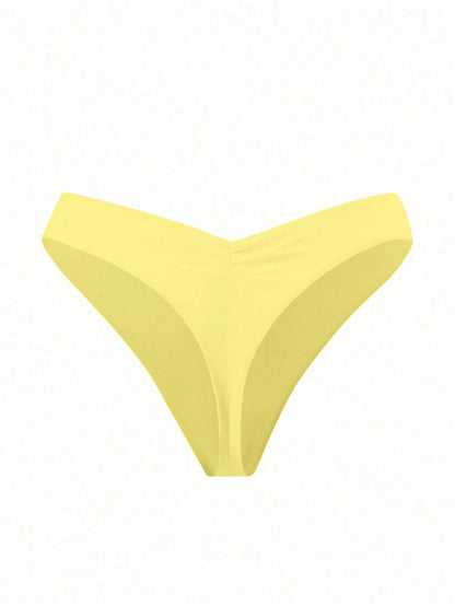 Oceva Summer Beach Swimwear Sexy Tight Basic Women's Halloween Store Celebration Solid Color Ruffled Bikini Bottoms