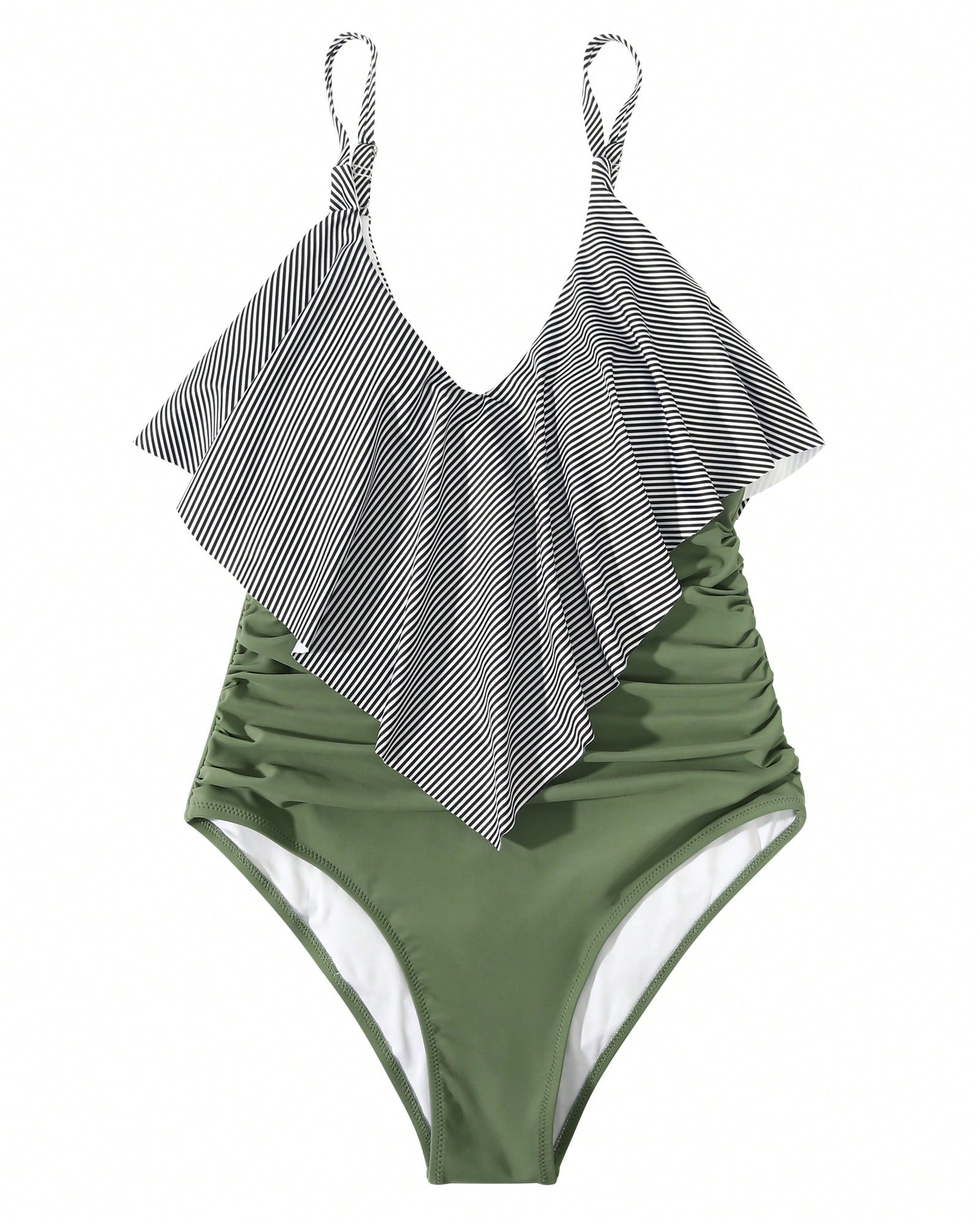 OMKAGI Women's Ruffled One-Piece Swimsuit A Flowing Hem And Pleated Design At The Abdomen Create A Slimming And Flattering Silhouette
