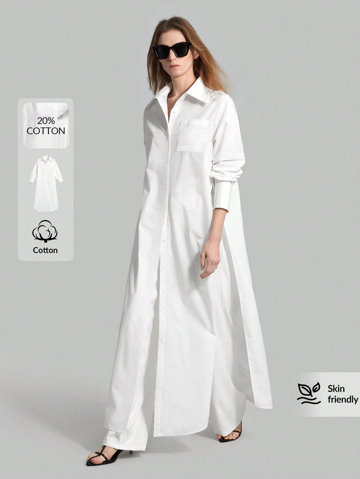 Ontre Women's São João Festival Beach Holiday Country Style Country Music Concert 2026SS Spring/Summer Women's Clothing Women's Shirt Best-Selling Solid White Split Shirt Long Top Long Sleeve Open Fro