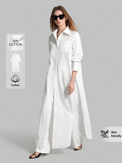 Ontre Women's São João Festival Beach Holiday Country Style Country Music Concert 2026SS Spring/Summer Women's Clothing Women's Shirt Best-Selling Solid White Split Shirt Long Top Long Sleeve Open Fro