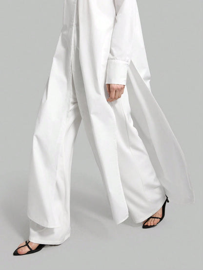 Ontre Women's São João Festival Beach Holiday Country Style Country Music Concert 2026SS Spring/Summer Women's Clothing Women's Shirt Best-Selling Solid White Split Shirt Long Top Long Sleeve Open Fro