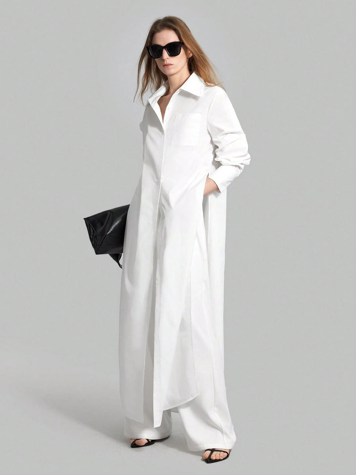 Ontre Women's São João Festival Beach Holiday Country Style Country Music Concert 2026SS Spring/Summer Women's Clothing Women's Shirt Best-Selling Solid White Split Shirt Long Top Long Sleeve Open Fro