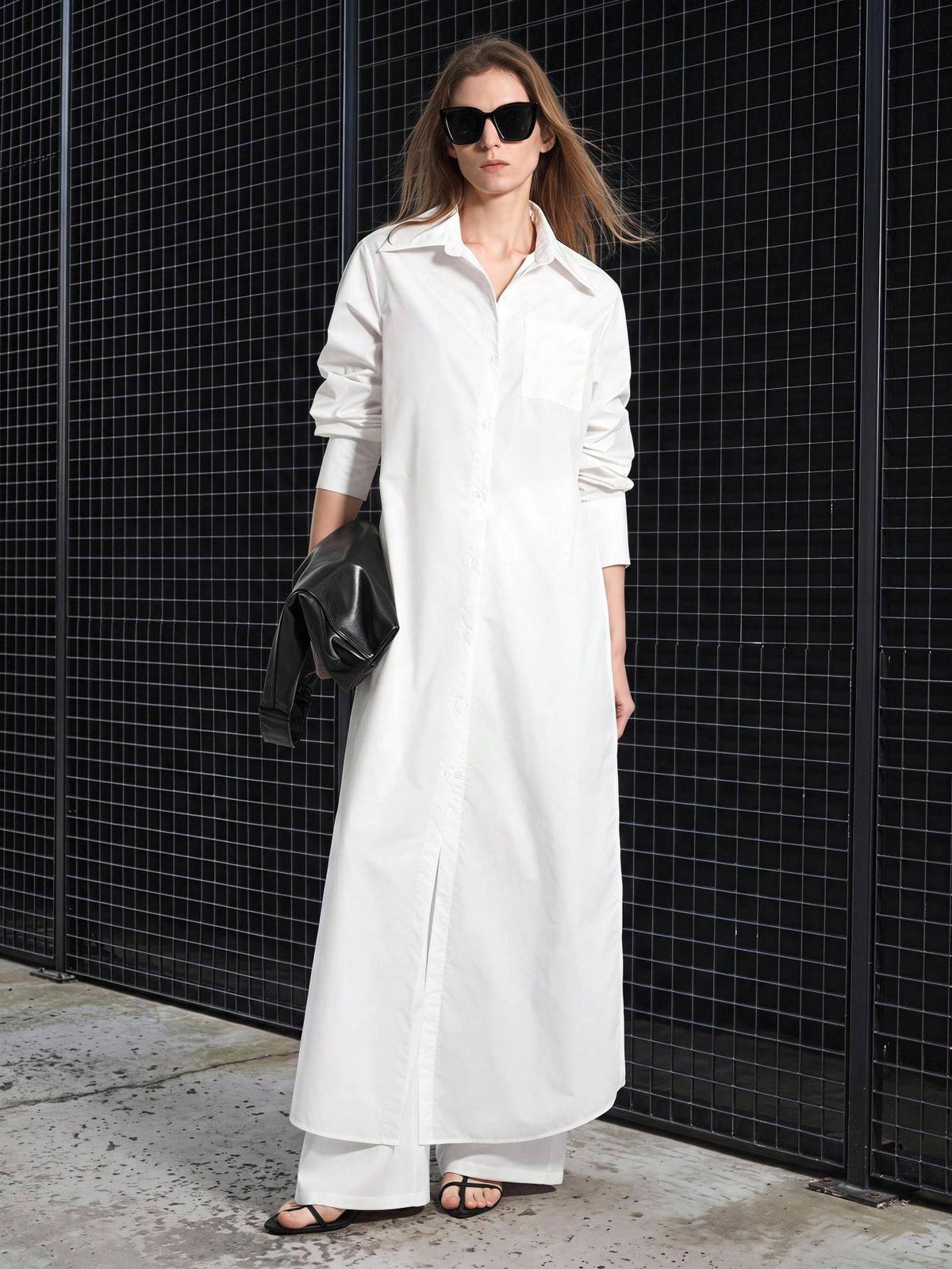 Ontre Women's São João Festival Beach Holiday Country Style Country Music Concert 2026SS Spring/Summer Women's Clothing Women's Shirt Best-Selling Solid White Split Shirt Long Top Long Sleeve Open Fro