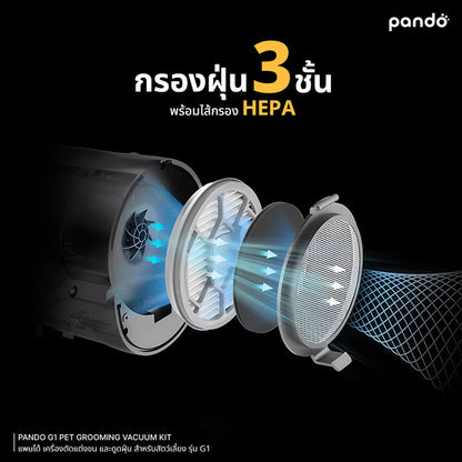 pando G1 pet grooming vacuum kit เครื่องตัดแต่งขน และดูดฝุ่น สำหรับสัตว์เลี้ยง รุ่น G1