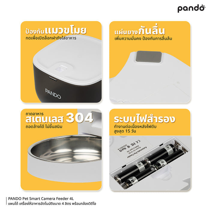 pando pet smart camera feeder 4L เครื่องให้อาหารอัตโนมัติ ขนาด 4L