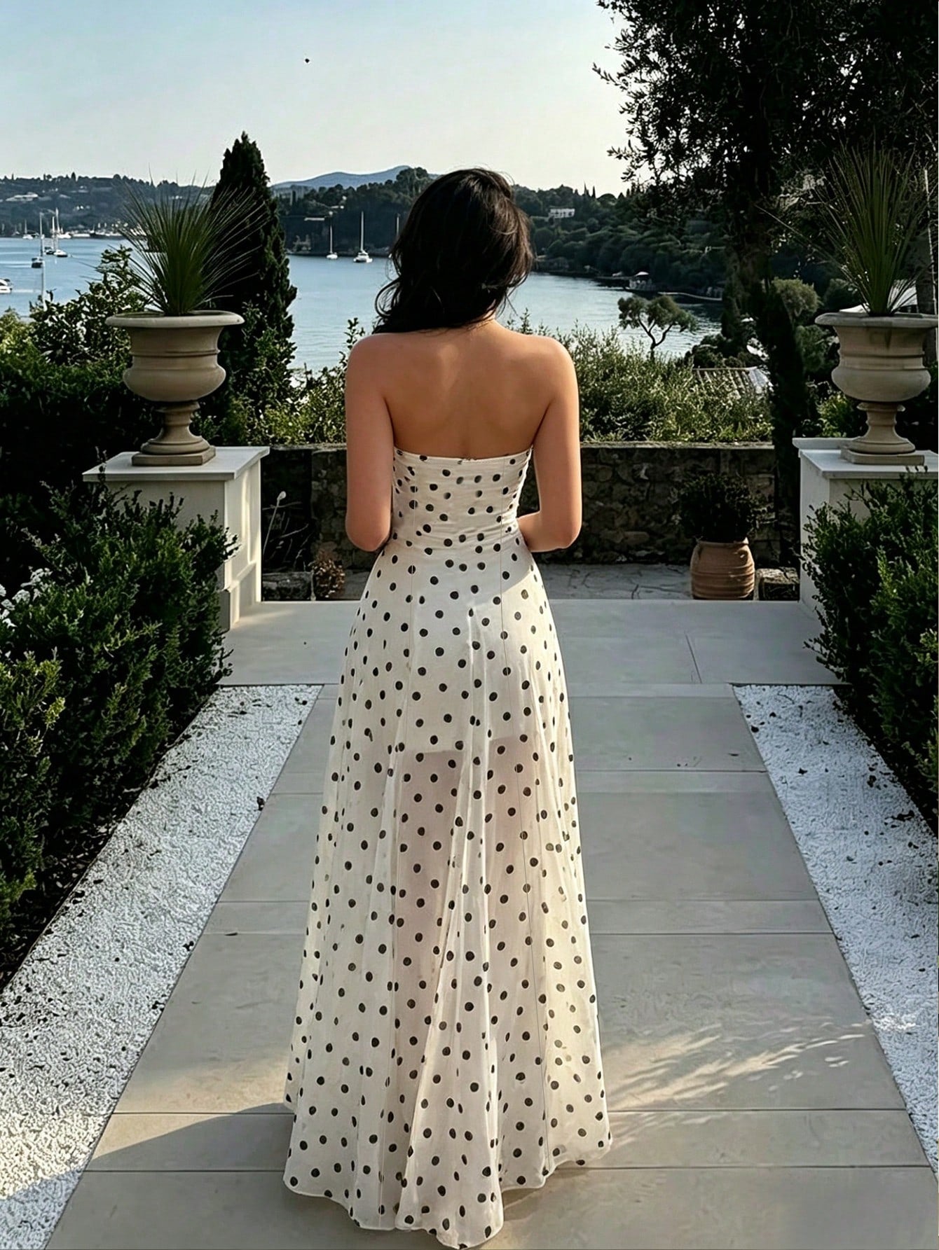 Pariaura Summer Elegant Polka Dot Strapless Dress