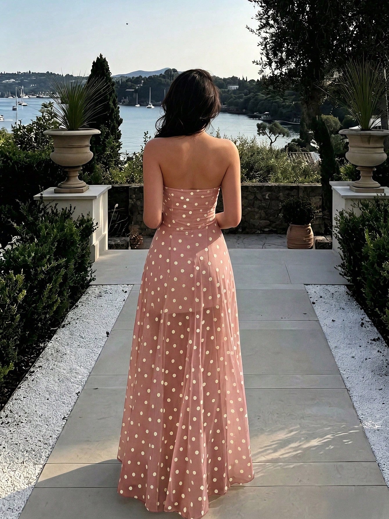 Pariaura Summer Elegant Polka Dot Strapless Dress
