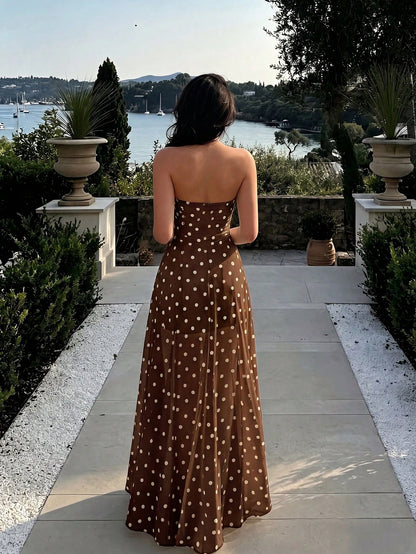 Pariaura Summer Elegant Polka Dot Strapless Dress