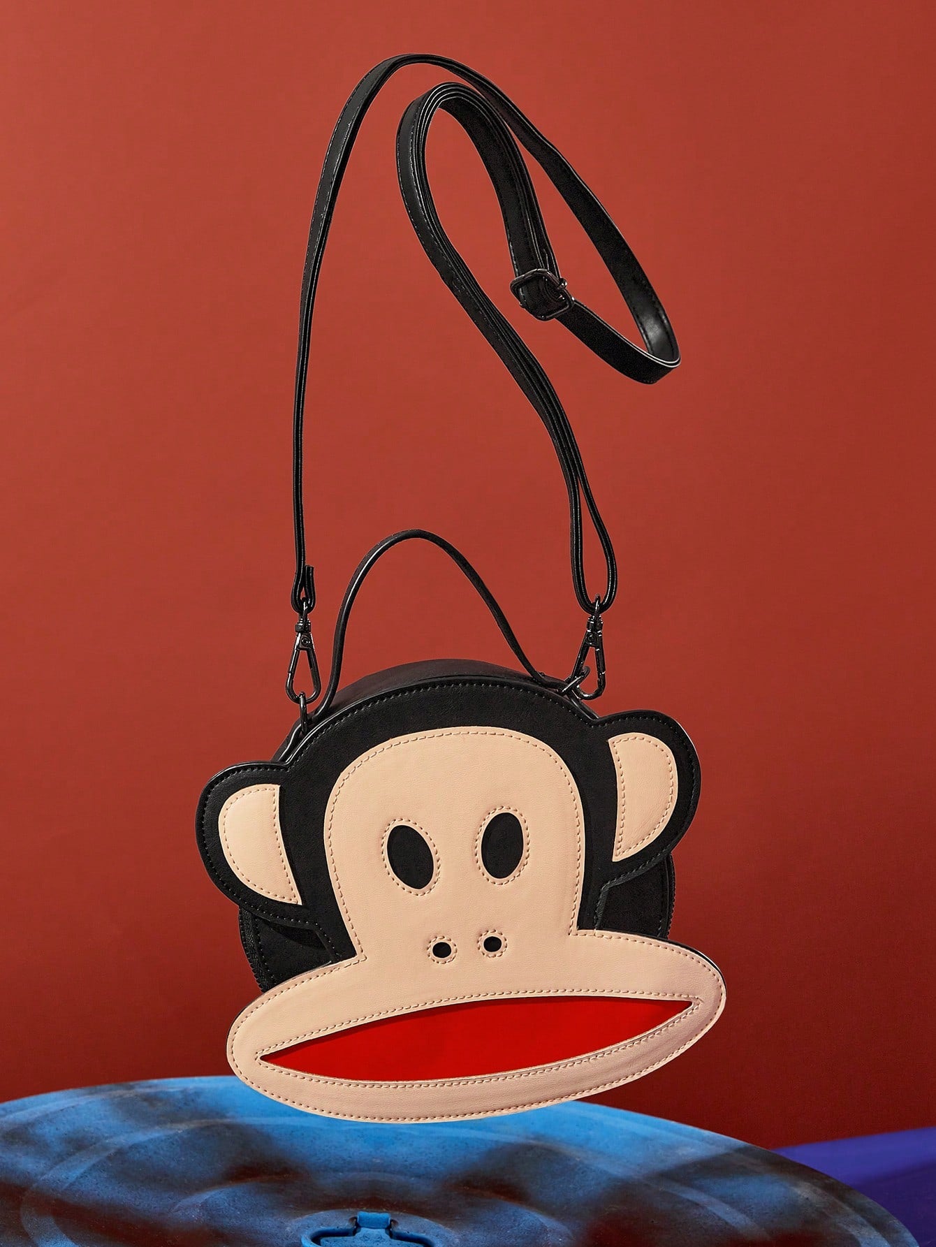 Paul Frank X 1pc Pu Leather Monkey Printed Patchwork Top Handbag, With A Long Shoulder Strap For Crossbody, Suitable For Commuting, Outings, Travel, Can Store Wallets, Small Water Bottles, Perso