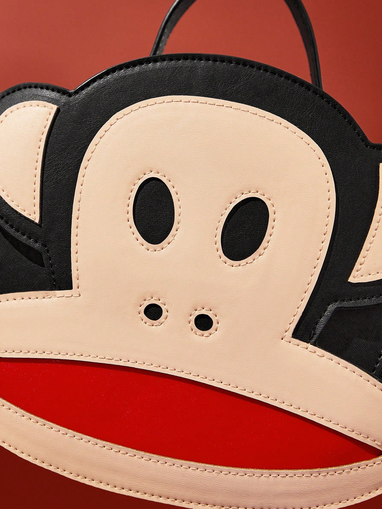 Paul Frank X 1pc Pu Leather Monkey Printed Patchwork Top Handbag, With A Long Shoulder Strap For Crossbody, Suitable For Commuting, Outings, Travel, Can Store Wallets, Small Water Bottles, Perso