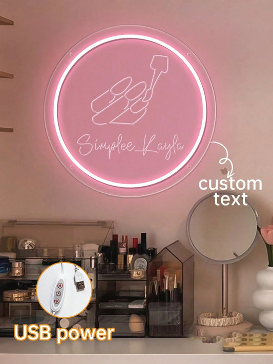 Personalised Neon Signs For Nail Salons Custom Wall Decor Bespoke Neon Art LED Decorative Lights USB Powered Personalised Gifts For Beauty Salons Business Branding Logo Wall Signage