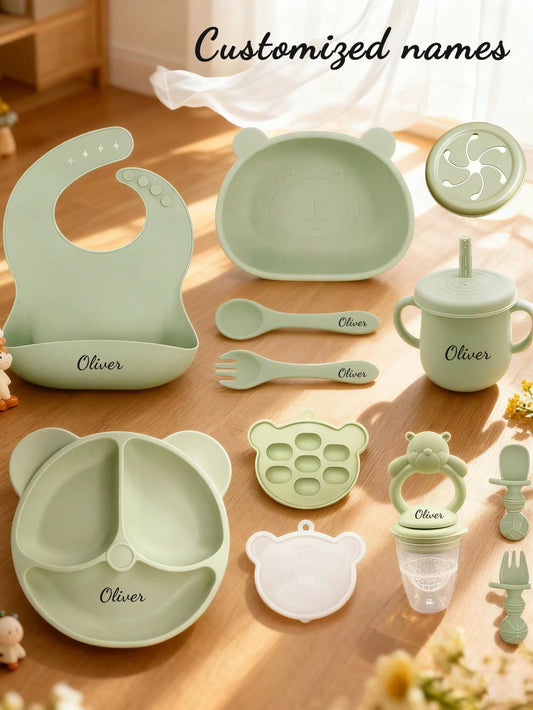 Personalized- Bib, Plate, Bowl, Cup, Fork & Spoon, Teether, Food Freezer Tray,Multi-Scenario, Unique Gift
