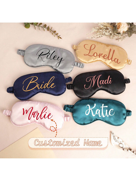 Personalized Customized Name Satin Eye Mask For Sleeping Birthday Party Sleepover Gift Anniversary Customized Monogram Bachelorette Favor Adult Kids,Multi-Functional,Ornamental,Letter,Solid Color,Exqu