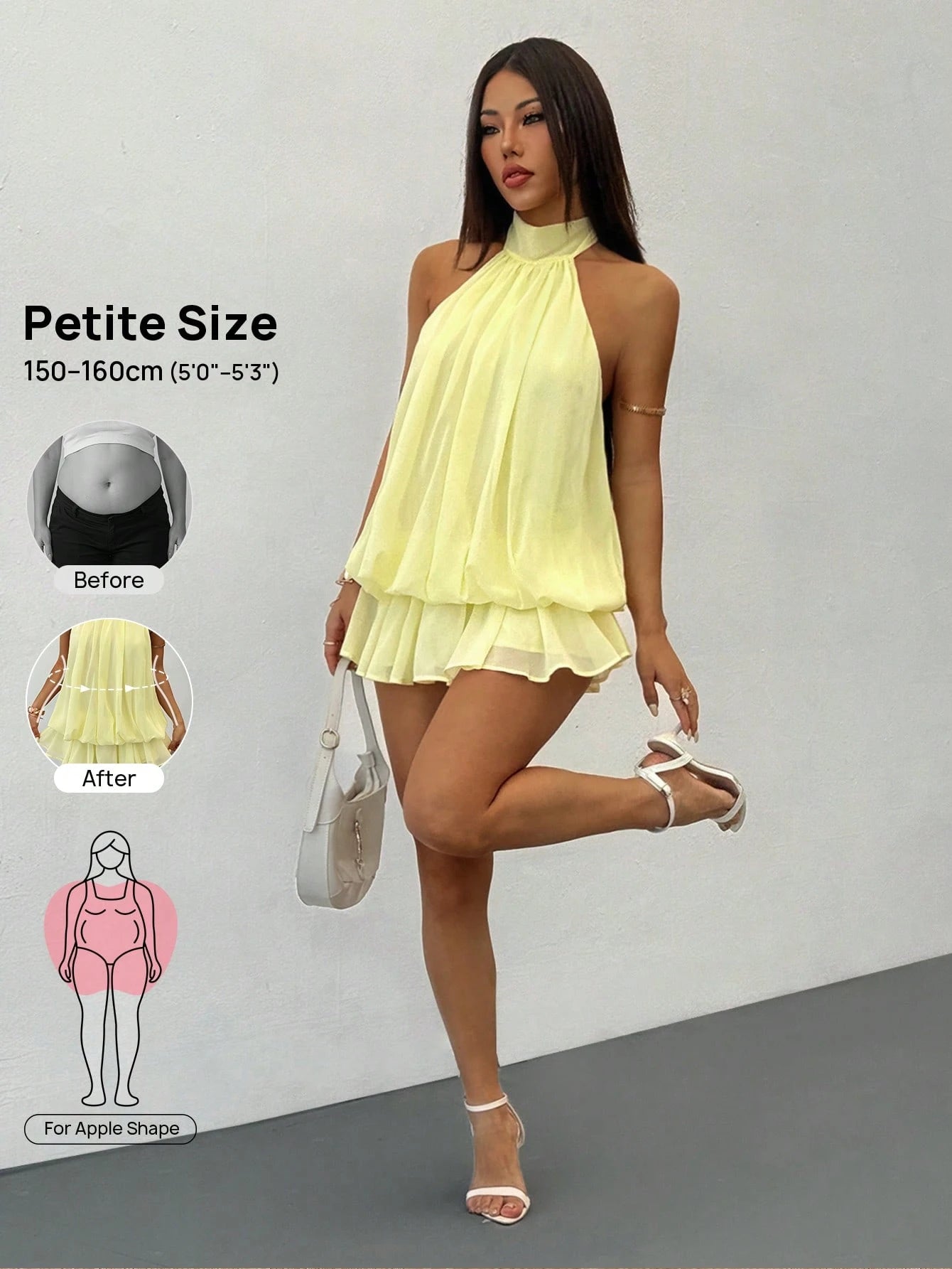 PETITE Elegant Sexy Sleeveless Tie-Neck Mini Dress In Lilac Purple, Suitable For Party Night Out, Date, Autumn/Winter And Spring/Summer,Petite Women