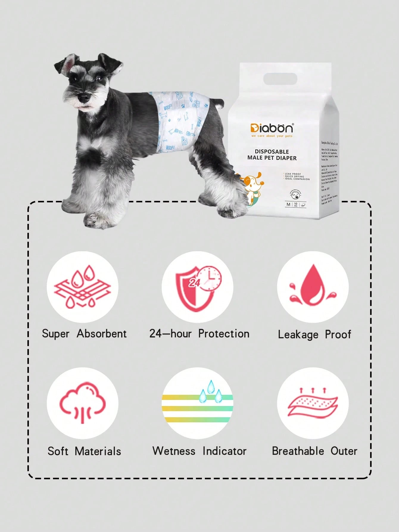 PETSIN 10pcs/Pack Disposable Dog Diapers, Anti-Leakage & Odor Prevention Sanitary Pants, Random Package Delivery