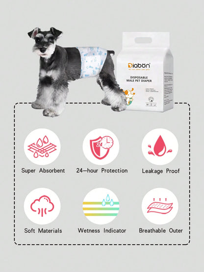 PETSIN 10pcs/Pack Disposable Dog Diapers, Anti-Leakage & Odor Prevention Sanitary Pants, Random Package Delivery