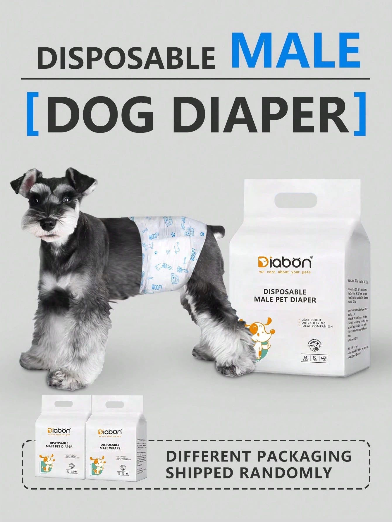 PETSIN 10pcs/Pack Disposable Dog Diapers, Anti-Leakage & Odor Prevention Sanitary Pants, Random Package Delivery