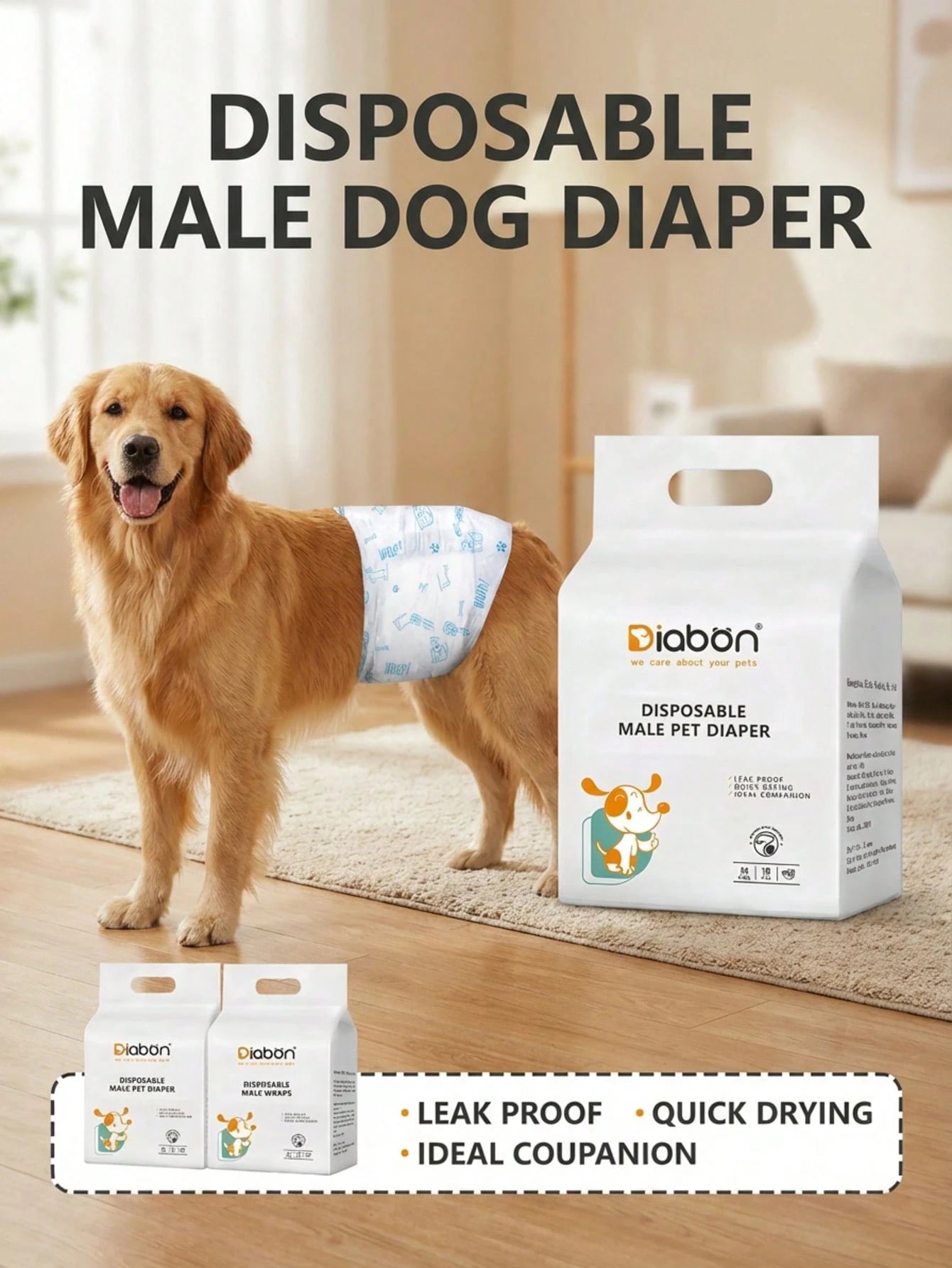 PETSIN 10pcs/Pack Disposable Dog Diapers, Anti-Leakage & Odor Prevention Sanitary Pants, Random Package Delivery