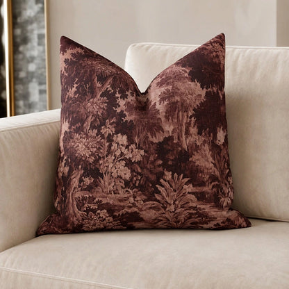 [Pillow Cover]Woodland Burgundy Floral Print Moody Botanical Pillowcase