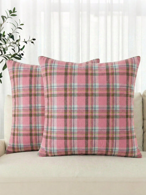 Plaid Decorative Pillow Case, Holiday Plaid Cushion Cover, Country Style Sofa Decor, Suitable For Living Room, Bedroom, Study And Other Scenes, Suitable For Daily Use, Party And Holiday