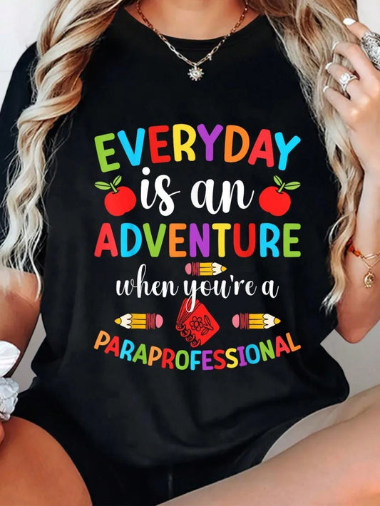 Plus Size Fashion Tshirt Para Educator Tee For Paraprofessional Para Paraprofessional T-Shirt Women Size L-3XL 4XL 5XL