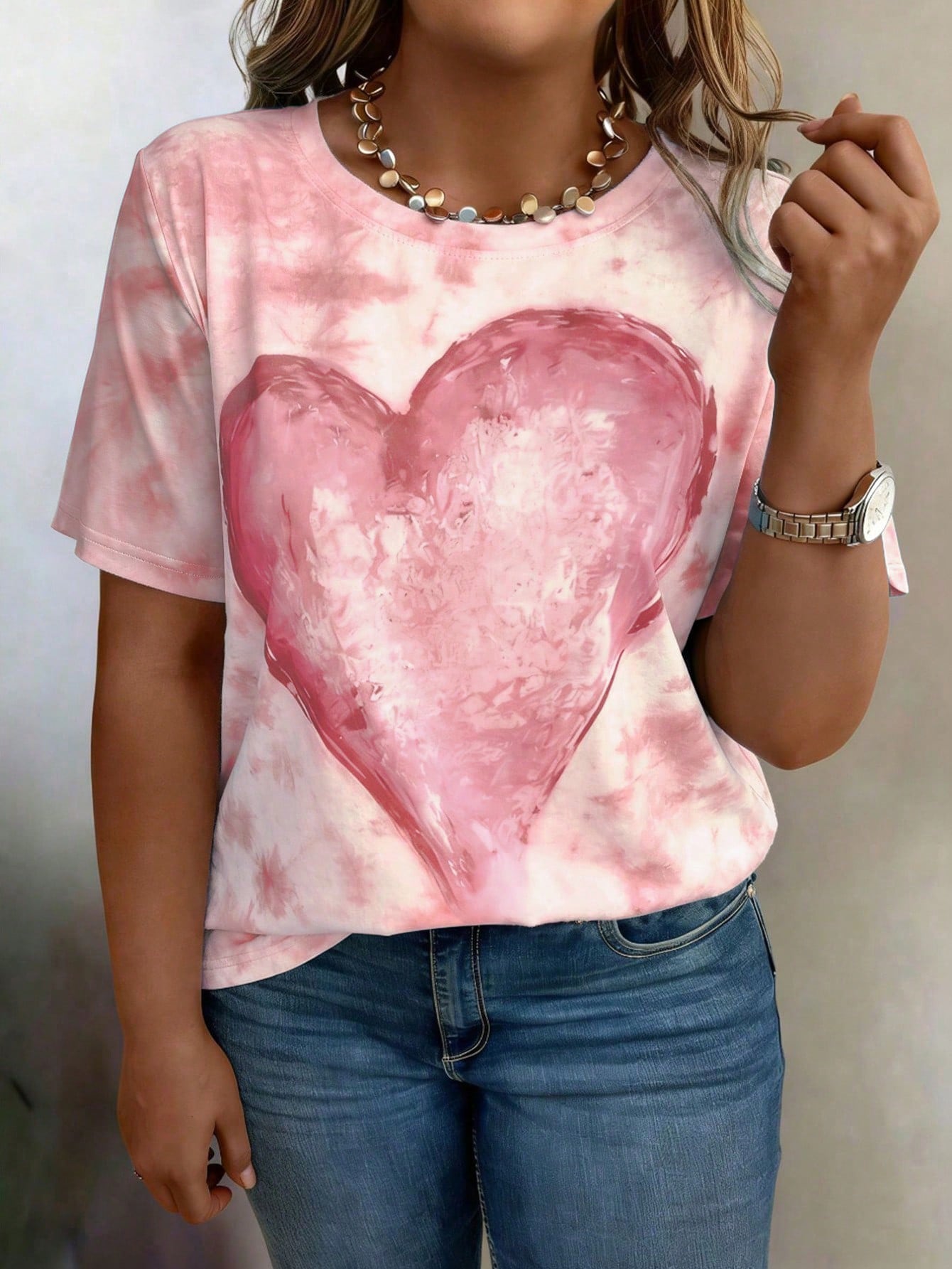 Plus Size Graphic Printed Short Sleeve T-Shirt Tee, Women Summer Top