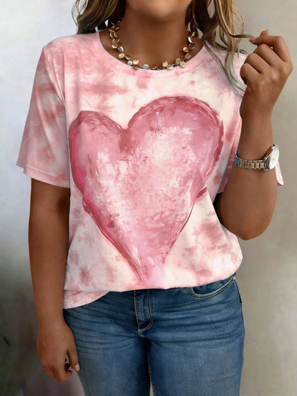 Plus Size Graphic Printed Short Sleeve T-Shirt Tee, Women Summer Top