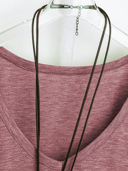 Plus Size Round Neck T-Shirt, Minimalist And Fashionable Suitable For Summer