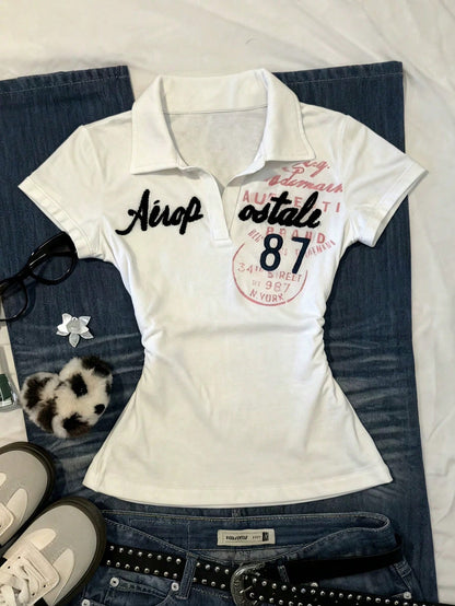 Plus Size Women Letter Print Short Sleeve Casual T-Shirt