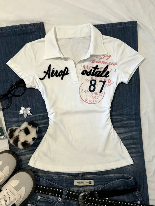 Plus Size Women Letter Print Short Sleeve Casual T-Shirt