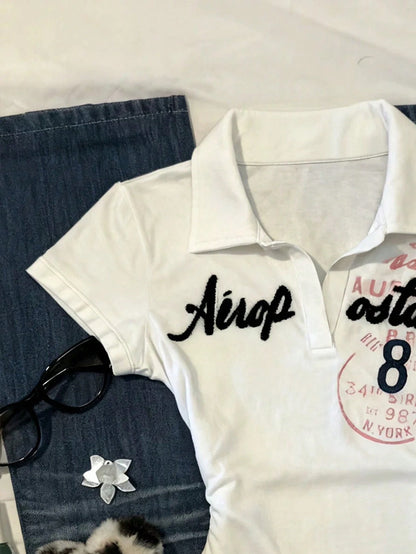 Plus Size Women Letter Print Short Sleeve Casual T-Shirt