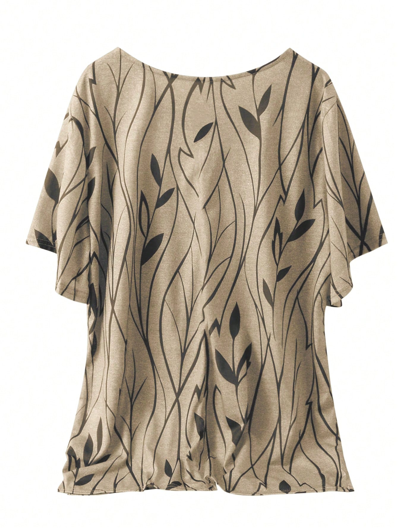 Plus Size Women's Floral Print Round Neck Loose Short Sleeve T-Shirt Casual Summer