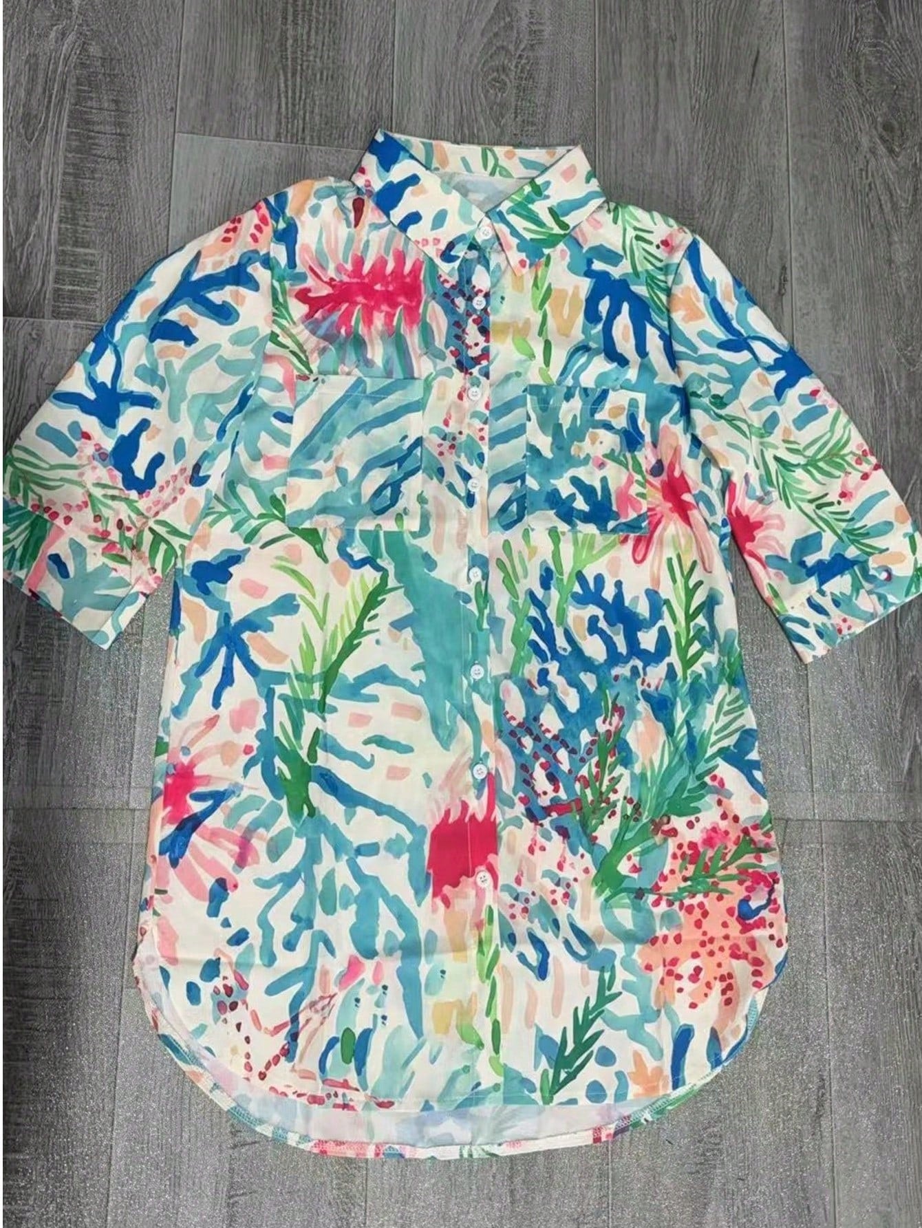 Plus Size Women's Tropical Print Beach Cover-Up Vacation Summer