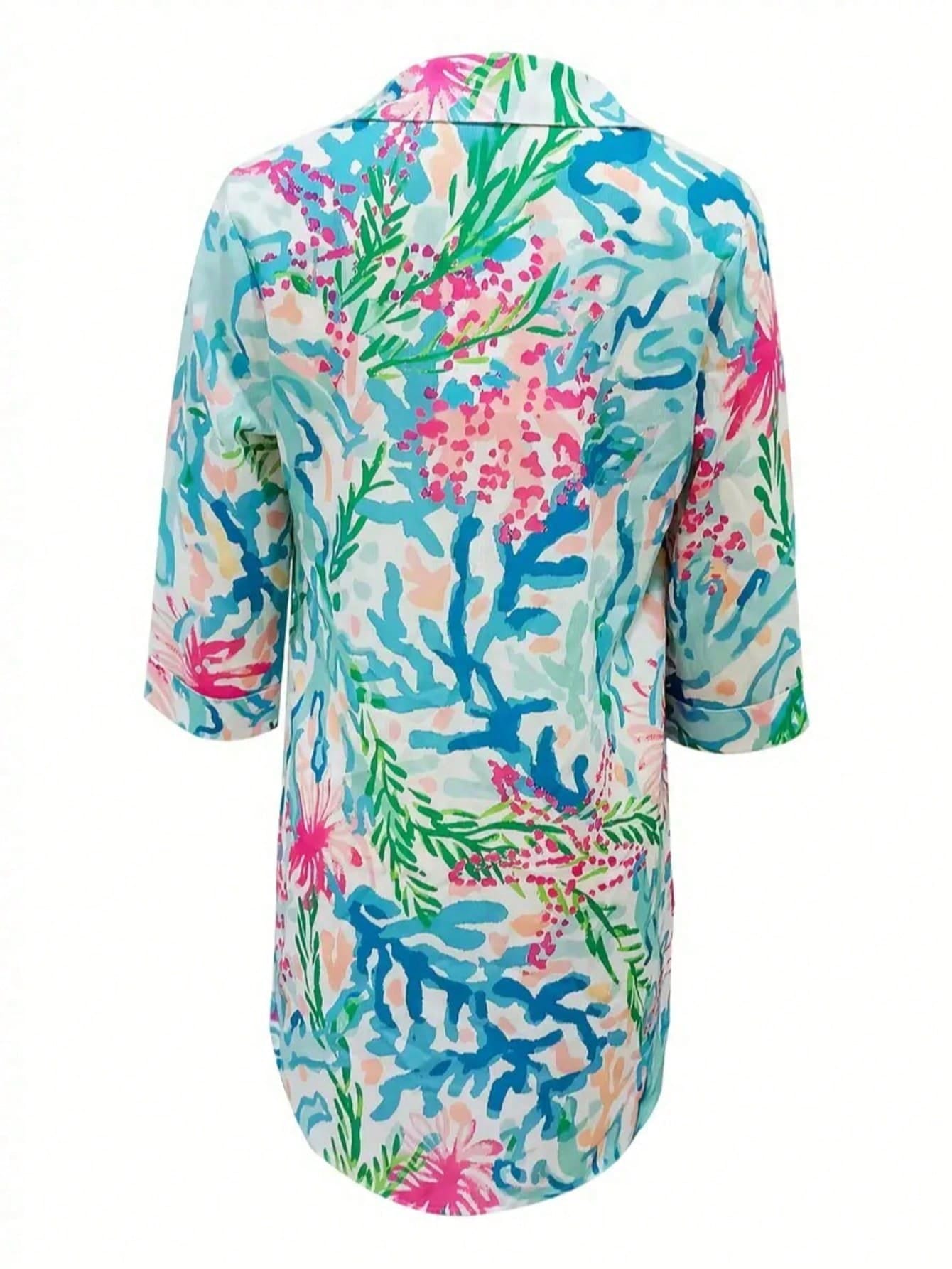 Plus Size Women's Tropical Print Beach Cover-Up Vacation Summer