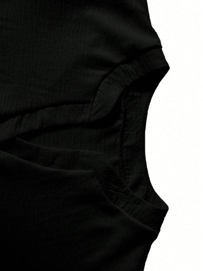 Plus Size Women V-Neck Ruffle Sleeve Solid Color Blouse Spring Black