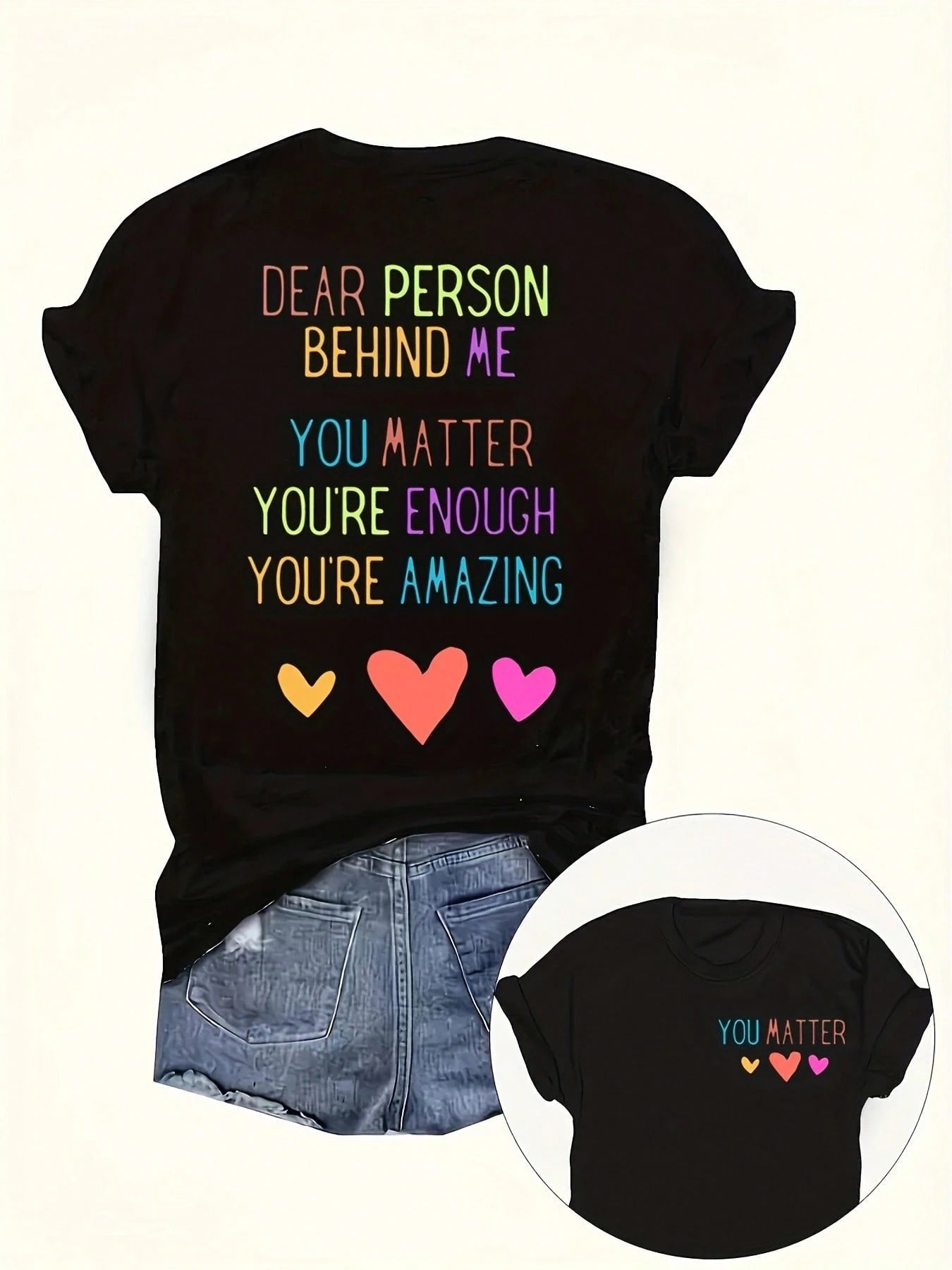 Plus Size, Plus Size Oversized Short Sleeve T-Shirt- Cute Love Heart & Letter O Print Round Neck Blouse- Casual Loose Fit T-Shirts For- Wear (Machine Washable)- Plus Size Comfortable Everyday Top