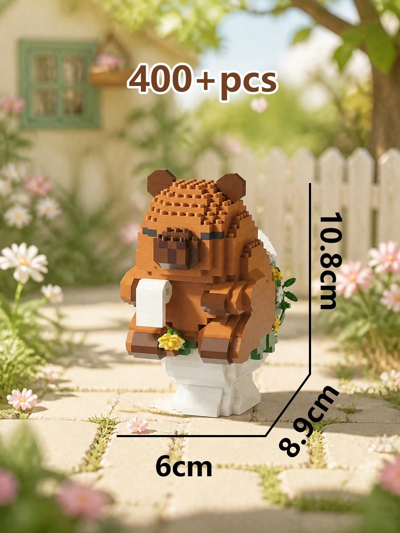 POKOJA LAND 400+Pcs Cute Capybara Adult Building Blocks DIY Assembly Doll, Stress & Pressure Relief Desktop Ornament, Home Office Collection Decor, Ideal Birthday Father's Day Wedding Graduation Holid